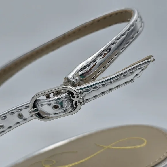 Sam Edelman Silver Pointed Toe Slingback Kitten Heels - Picture 5 of 16